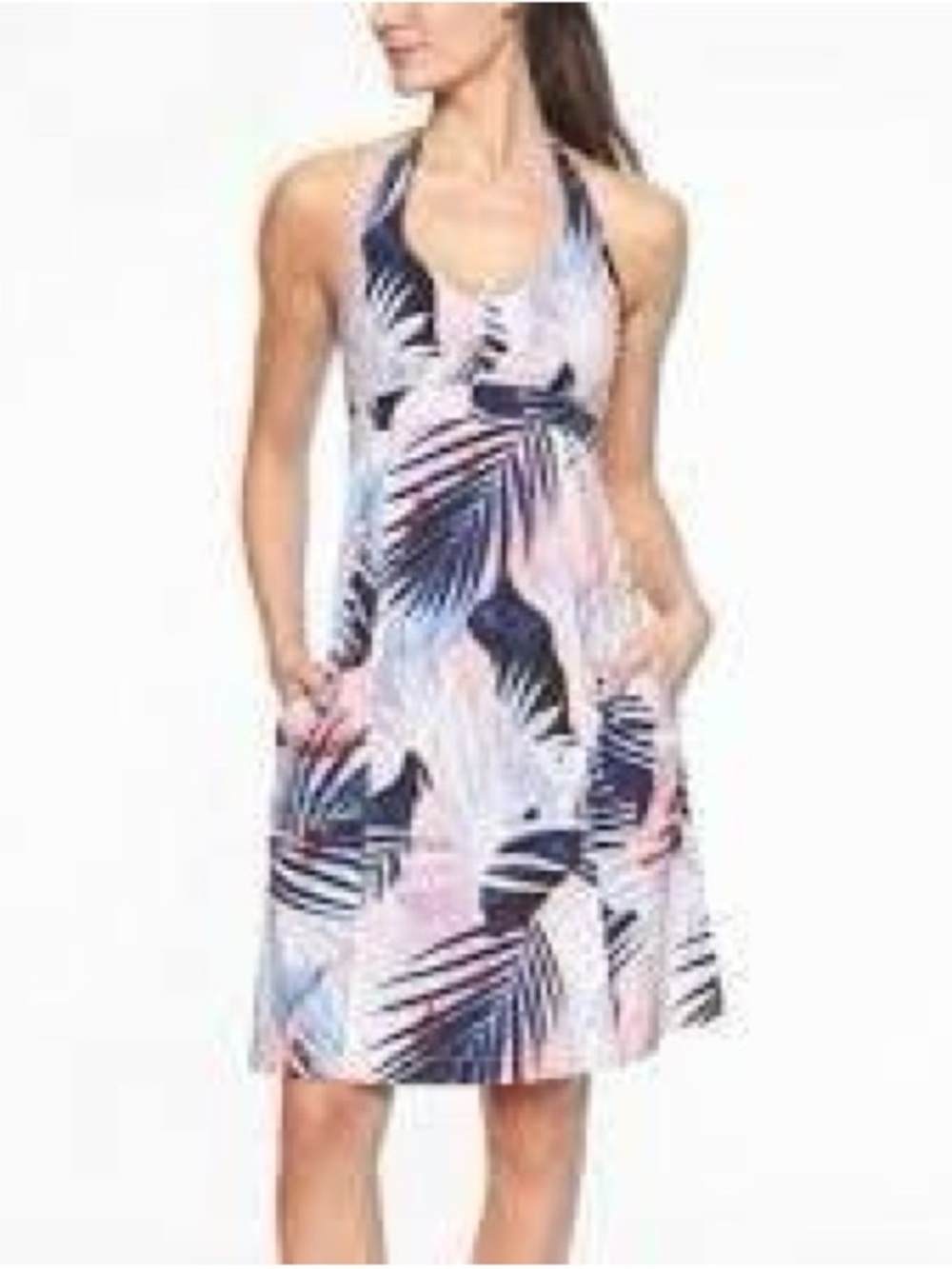 Athleta Pack Everywhere Halter Dress "Island Life" Tropical Print